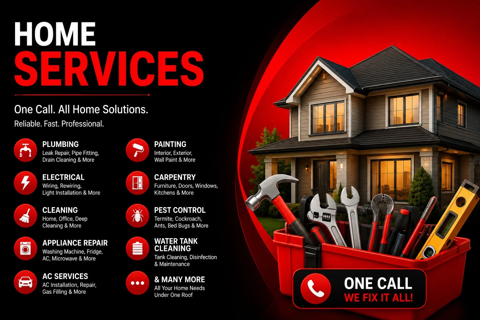 Professional home maintenance and repair services including plumbing, electrical, painting and cleaning