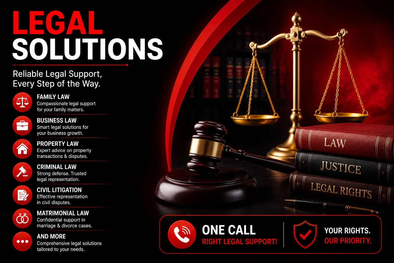 Professional legal services including family law, business law, property law and civil litigation support
